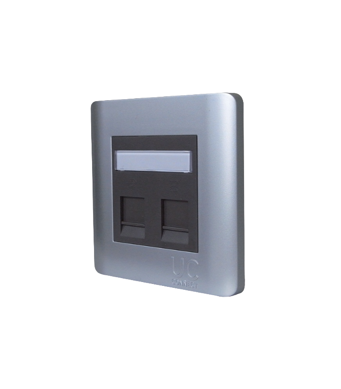 DRAKA UCCONNECT Faceplate 2-Port UK Frame Angle 86×86 White.