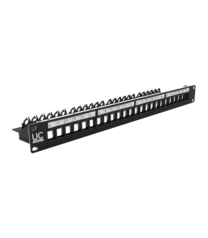 DRAKA UCCONNECT HD 1RU 24 Port Straight STP Unloaded Patch Panel Black